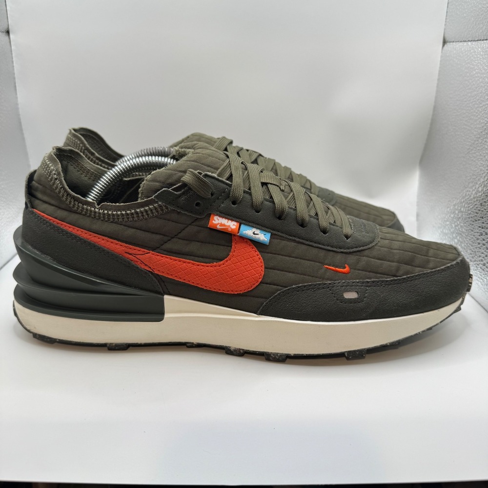 Nike 11.5 Waffle One Toasty Mens Oil Green Quilted Fleece DC8890-200